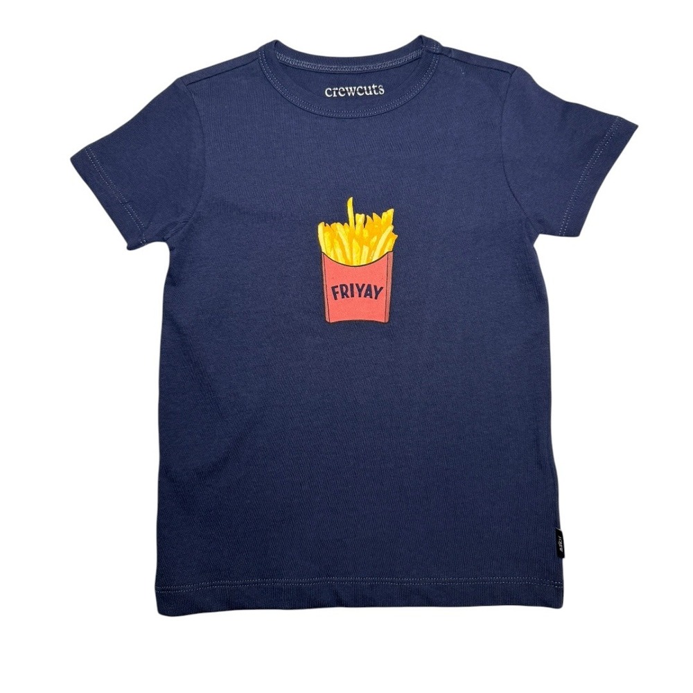 Crewcuts Navy French Fries FRIAY T Shirt Kids XXS 2-3 Years Cotton